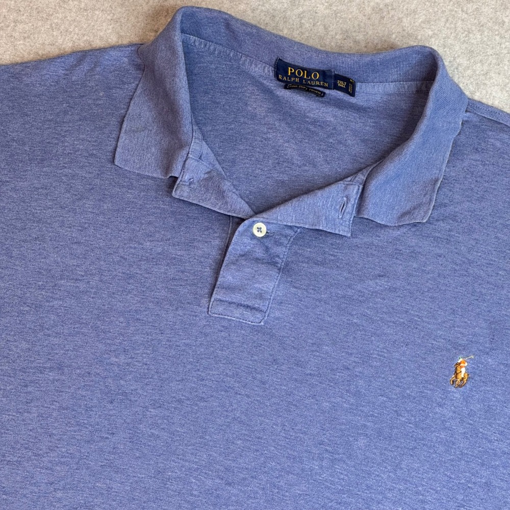 Polo Ralph Lauren Men 3XLT Tall Blue Pima Soft Touch Cotton Short Sleeve Polo